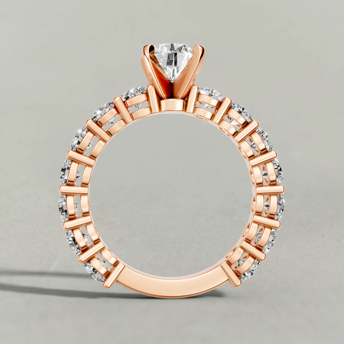 Graduated Diamond Band Engagement Ring (70856) in Rose Gold from front angle