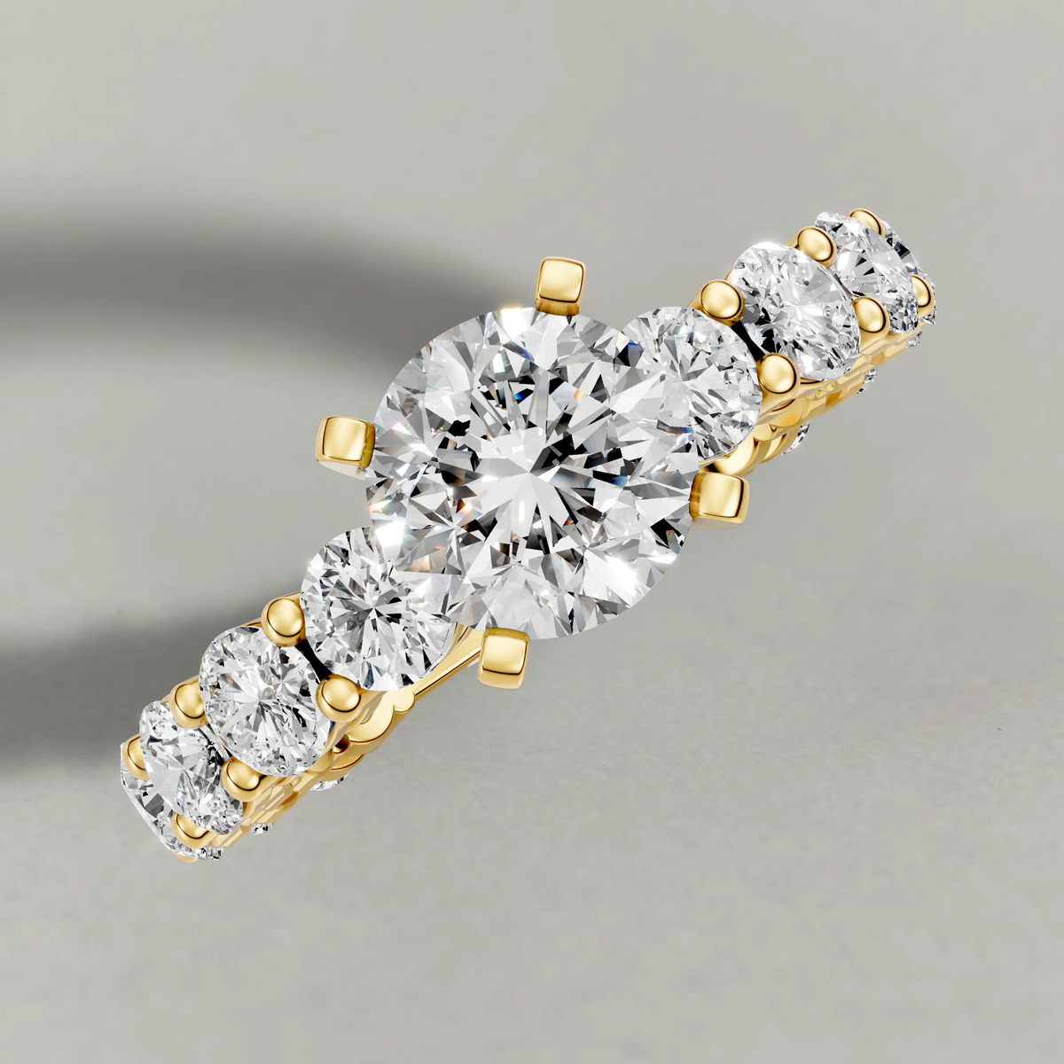 Graduated Diamond Band Engagement Ring (70856) in Yellow Gold from top 3/4 angle