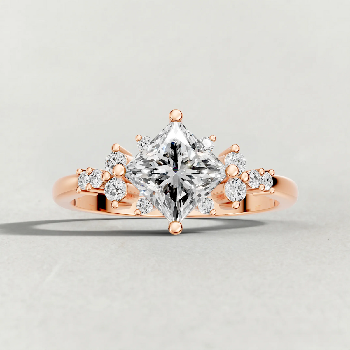 Compass-Set Multi-Stone Engagement Ring (70868) in Rose Gold zoomed in on diamond