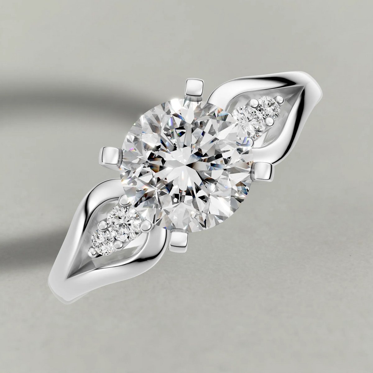 Double Halo Split-Shank Engagement Ring (70873) in Platinum from top 3/4 angle