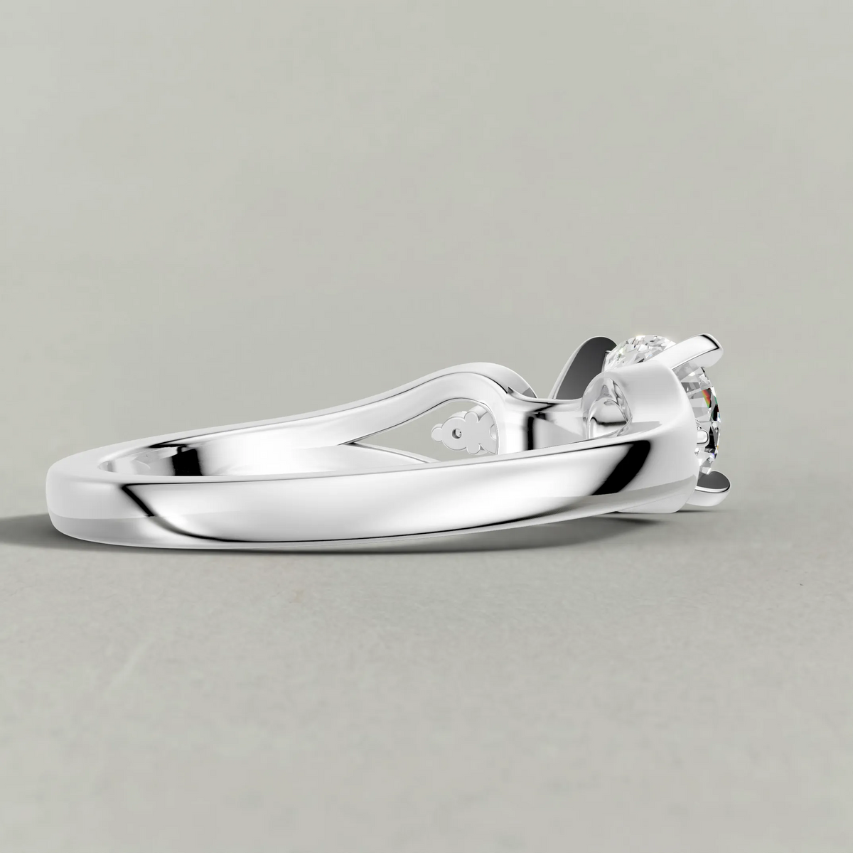 Double Halo Split-Shank Engagement Ring (70873) in Platinum from back angle