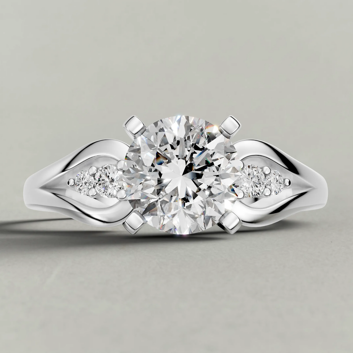 Double Halo Split-Shank Engagement Ring (70873) in White Gold zoomed in on diamond