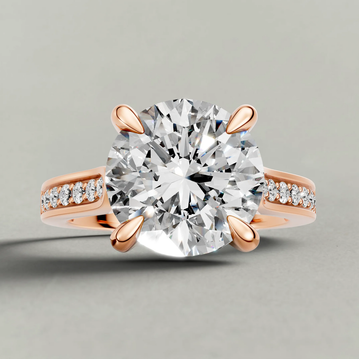Recessed Diamond Shoulder Solitaire Engagement Ring (70882) in Rose Gold zoomed in on diamond