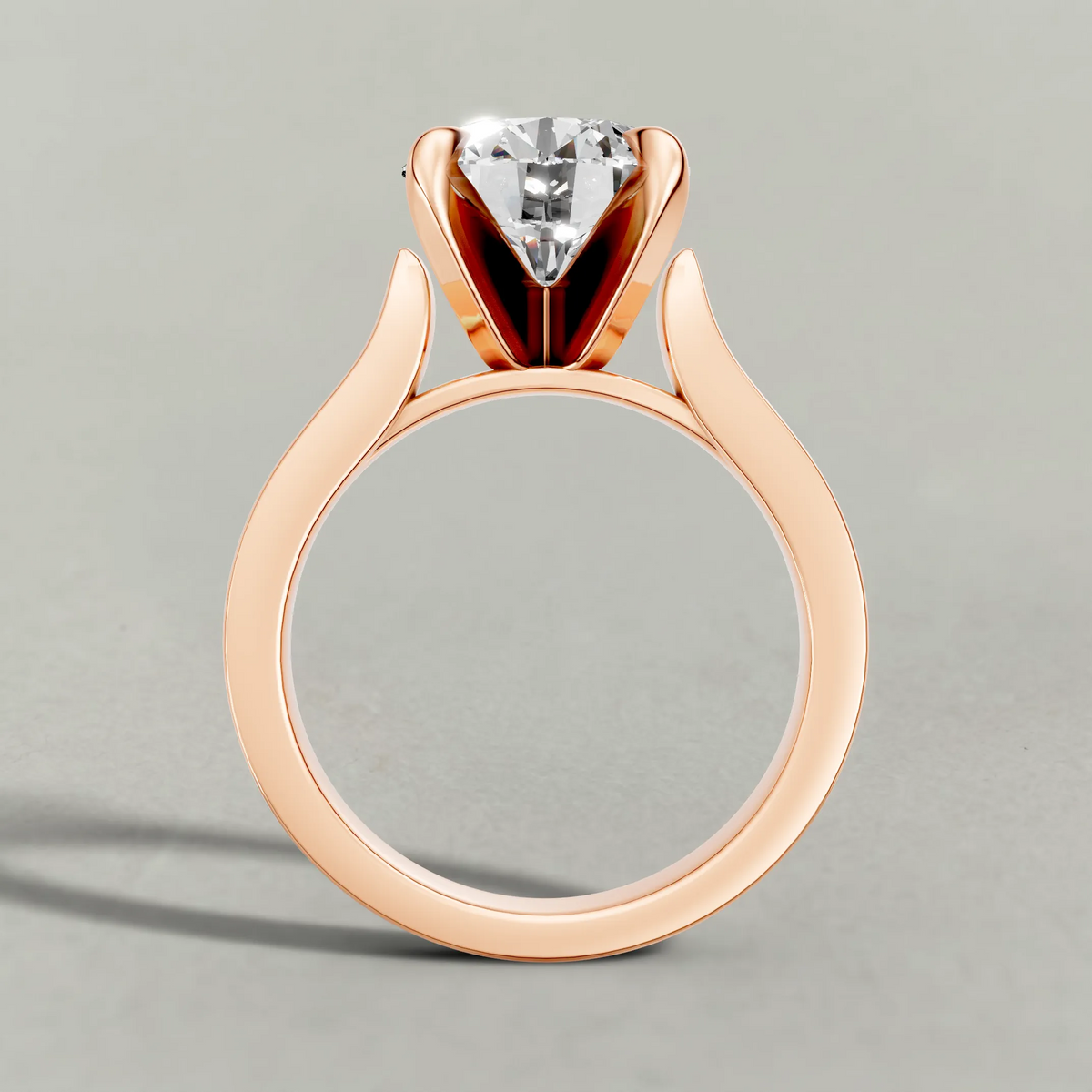 Recessed Diamond Shoulder Solitaire Engagement Ring (70882) in Rose Gold from front angle