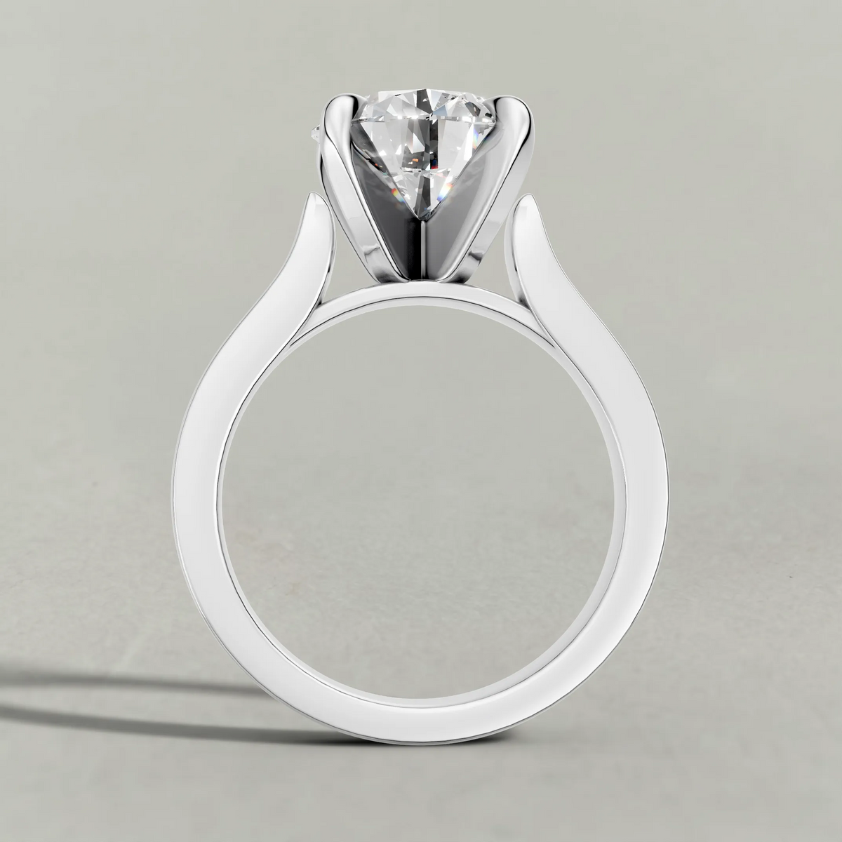 Recessed Diamond Shoulder Solitaire Engagement Ring (70882) in White Gold from front angle