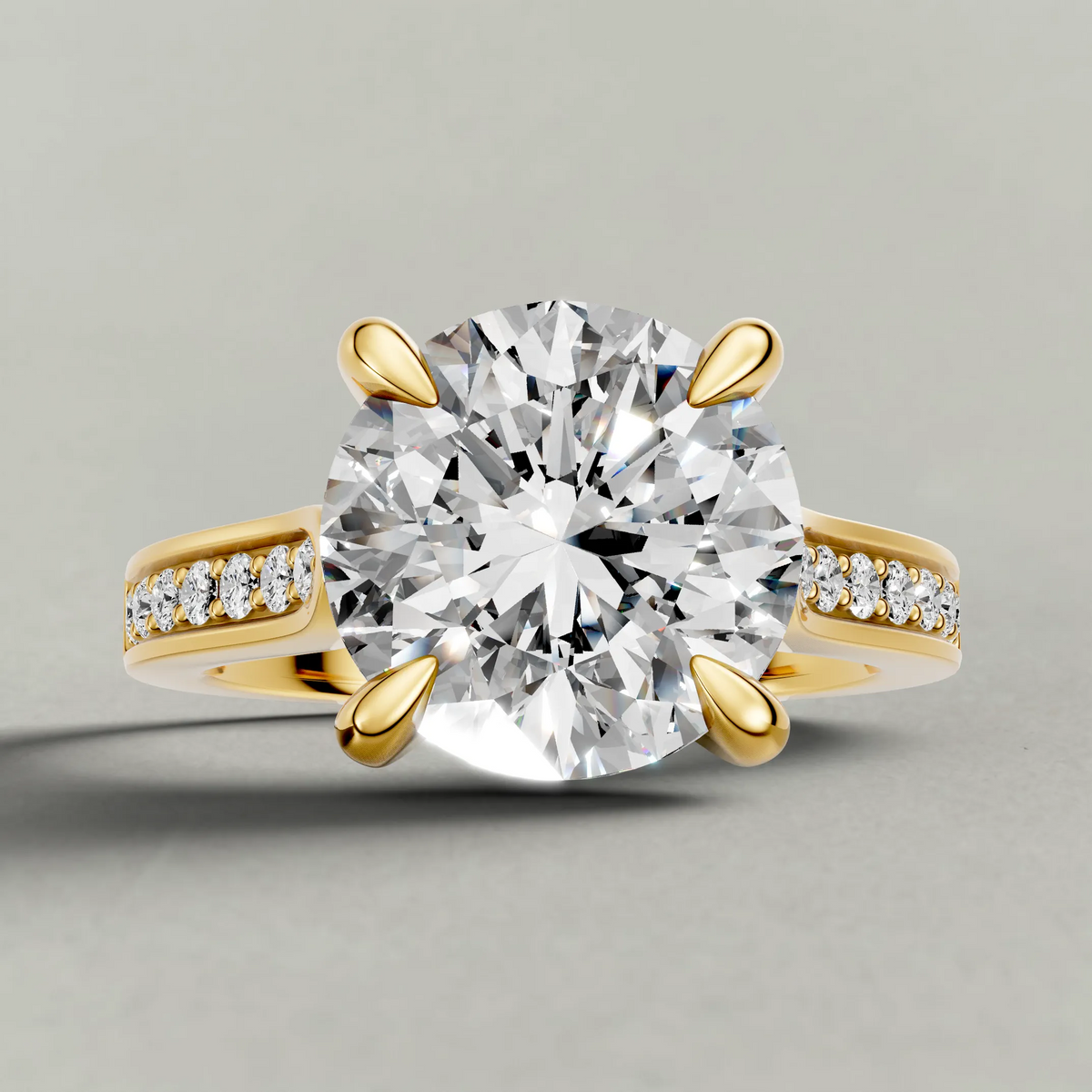 Recessed Diamond Shoulder Solitaire Engagement Ring (70882) in Yellow Gold zoomed in on diamond