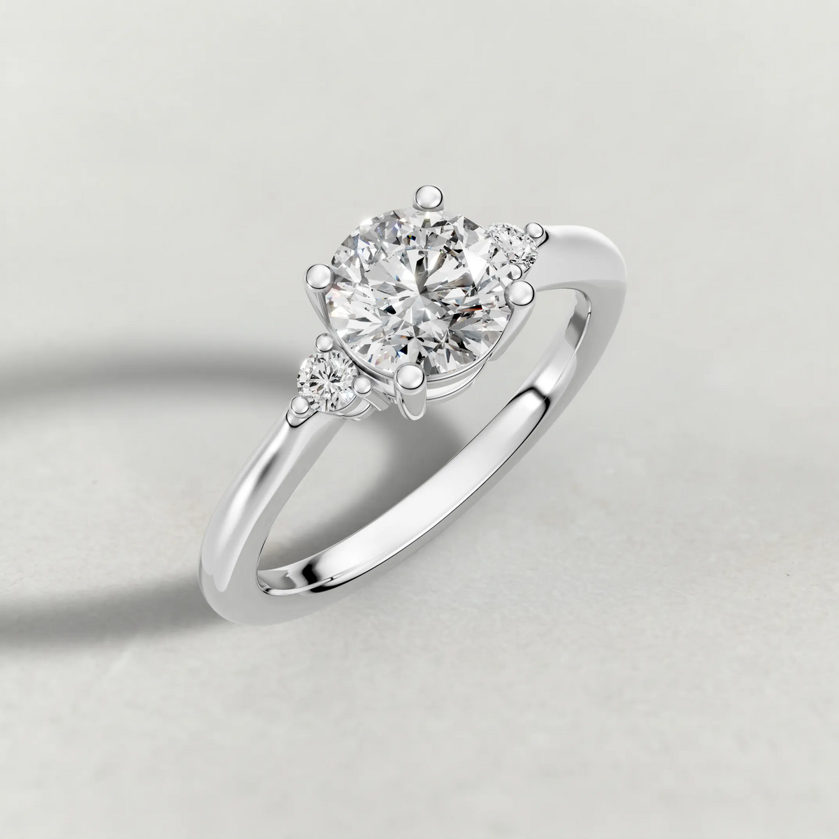 Diamond Accent Shoulder Solitaire Engagement Ring (70934) in White Gold from top 3/4 angle