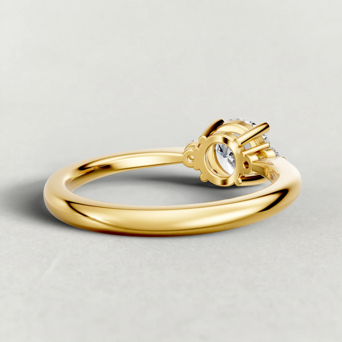 Diamond Accent Shoulder Solitaire Engagement Ring (70934) in Yellow Gold from back angle
