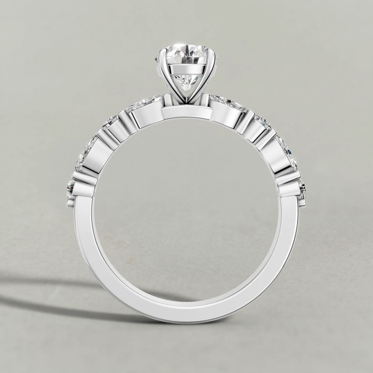 Leaf Accent Shoulder Engagement Ring (70975) in Platinum from front angle