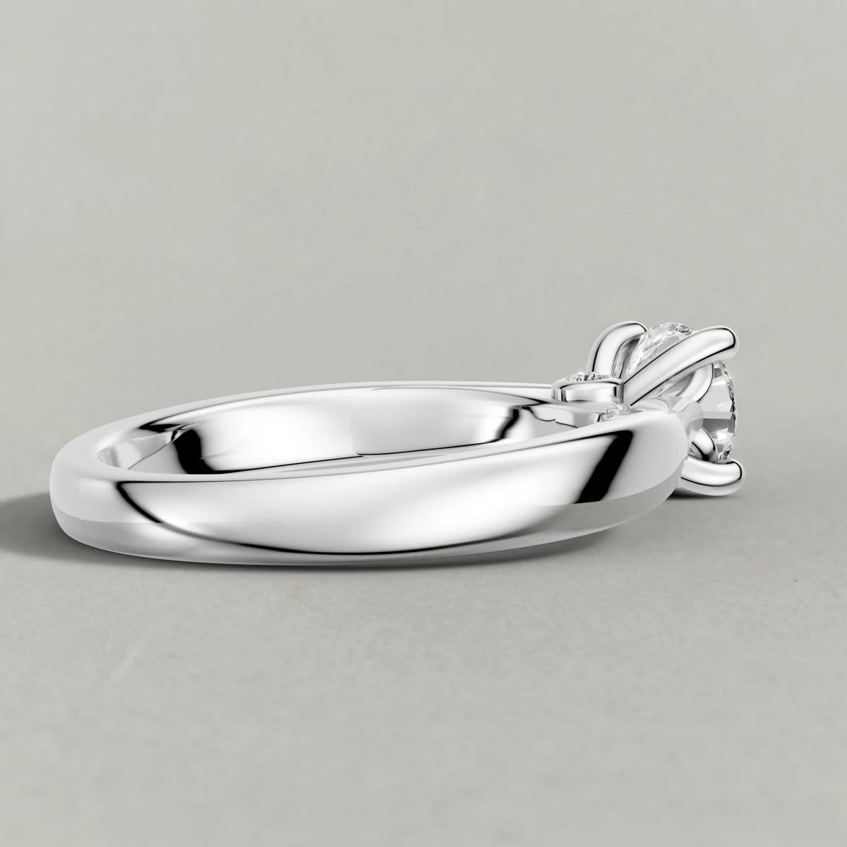 Forked Shoulder Solitaire Engagement Ring (70980) in Platinum from back angle