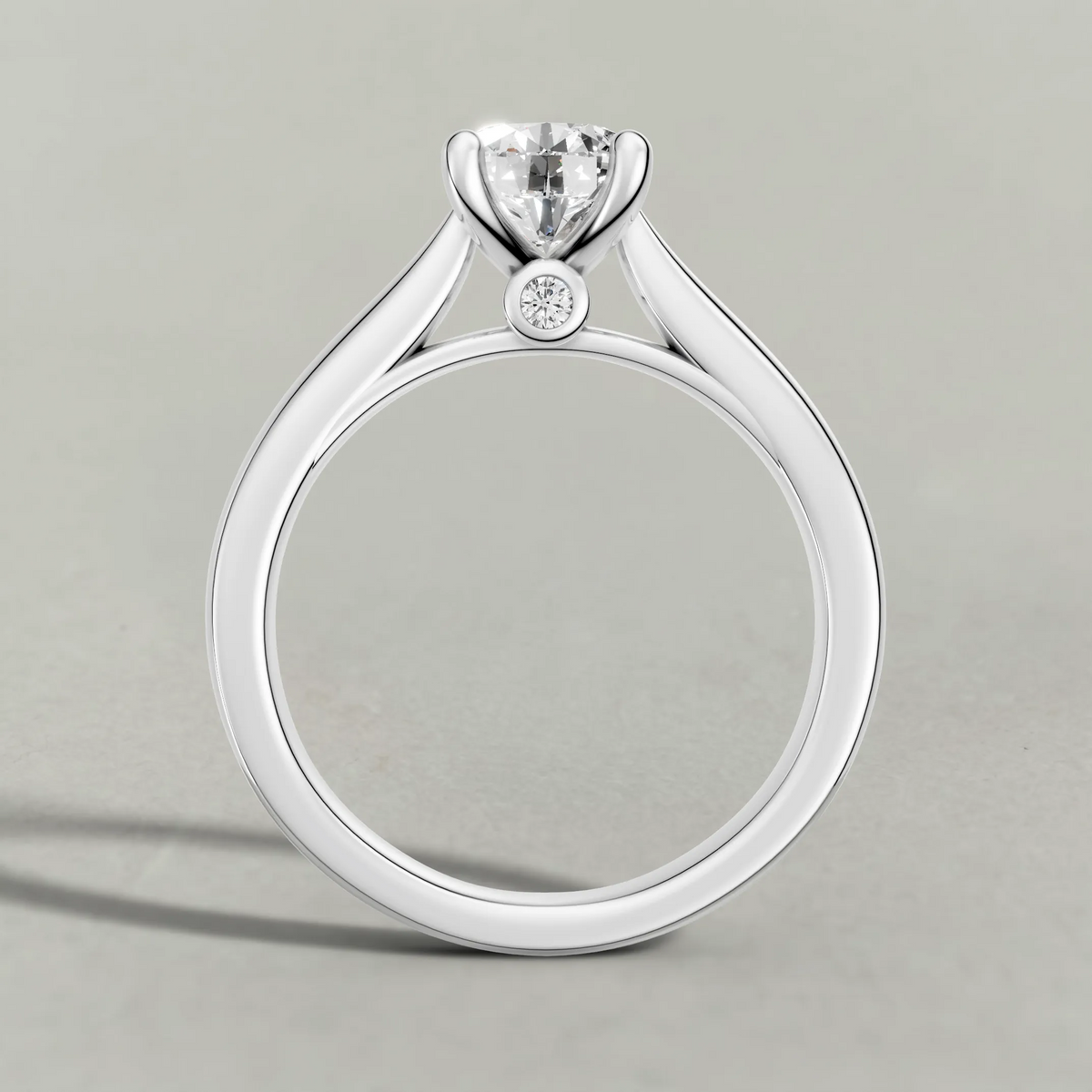 Forked Shoulder Solitaire Engagement Ring (70980) in Platinum from front angle