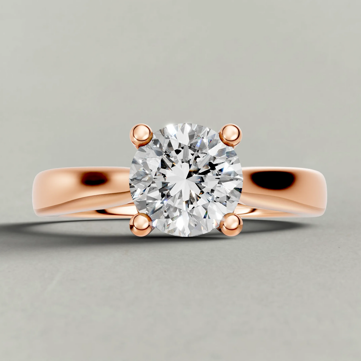 Forked Shoulder Solitaire Engagement Ring (70980) in Rose Gold zoomed in on diamond