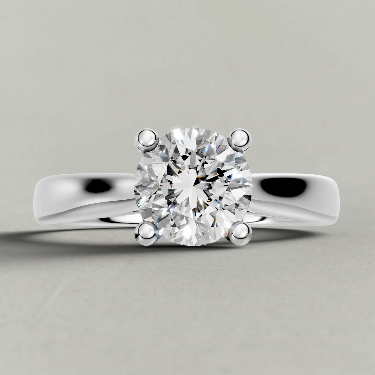 Forked Shoulder Solitaire Engagement Ring (70980) in White Gold zoomed in on diamond