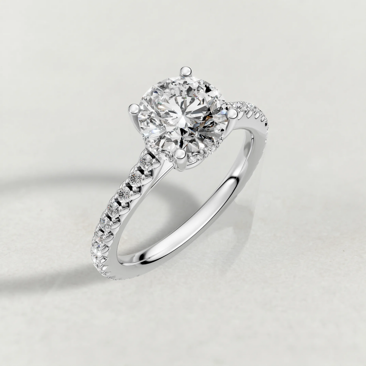 Diamond Gallery Pavé Engagement Ring (71100) in Platinum from top 3/4 angle