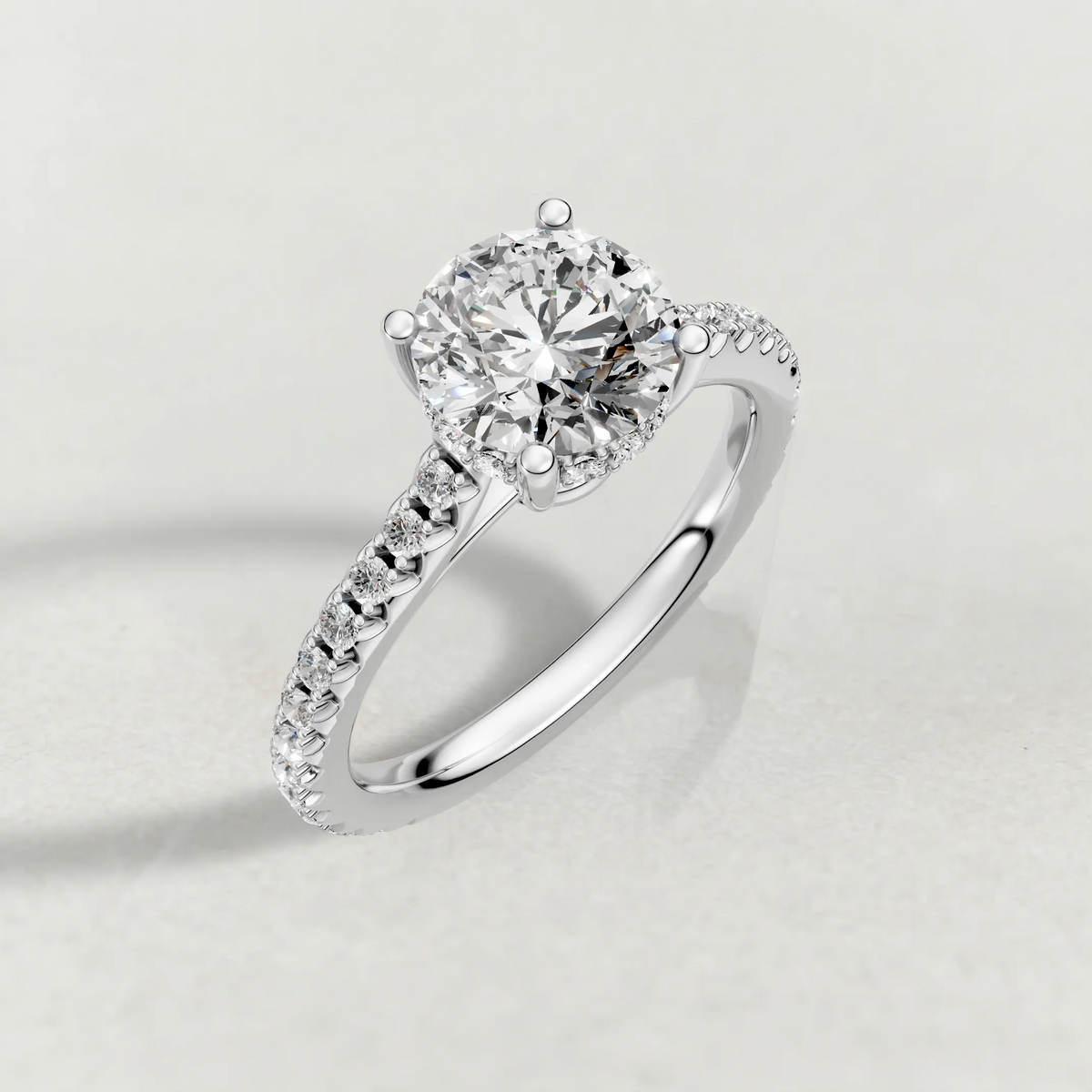 Diamond Gallery Pavé Engagement Ring (71100) in White Gold from top 3/4 angle