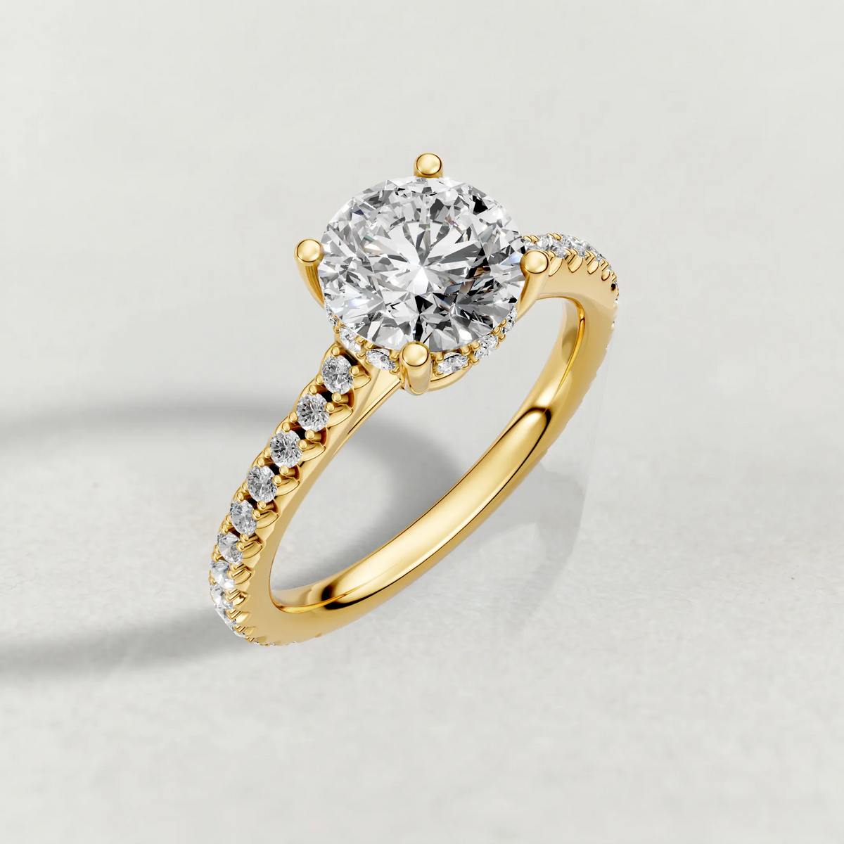 Diamond Gallery Pavé Engagement Ring (71100) in Yellow Gold from top 3/4 angle