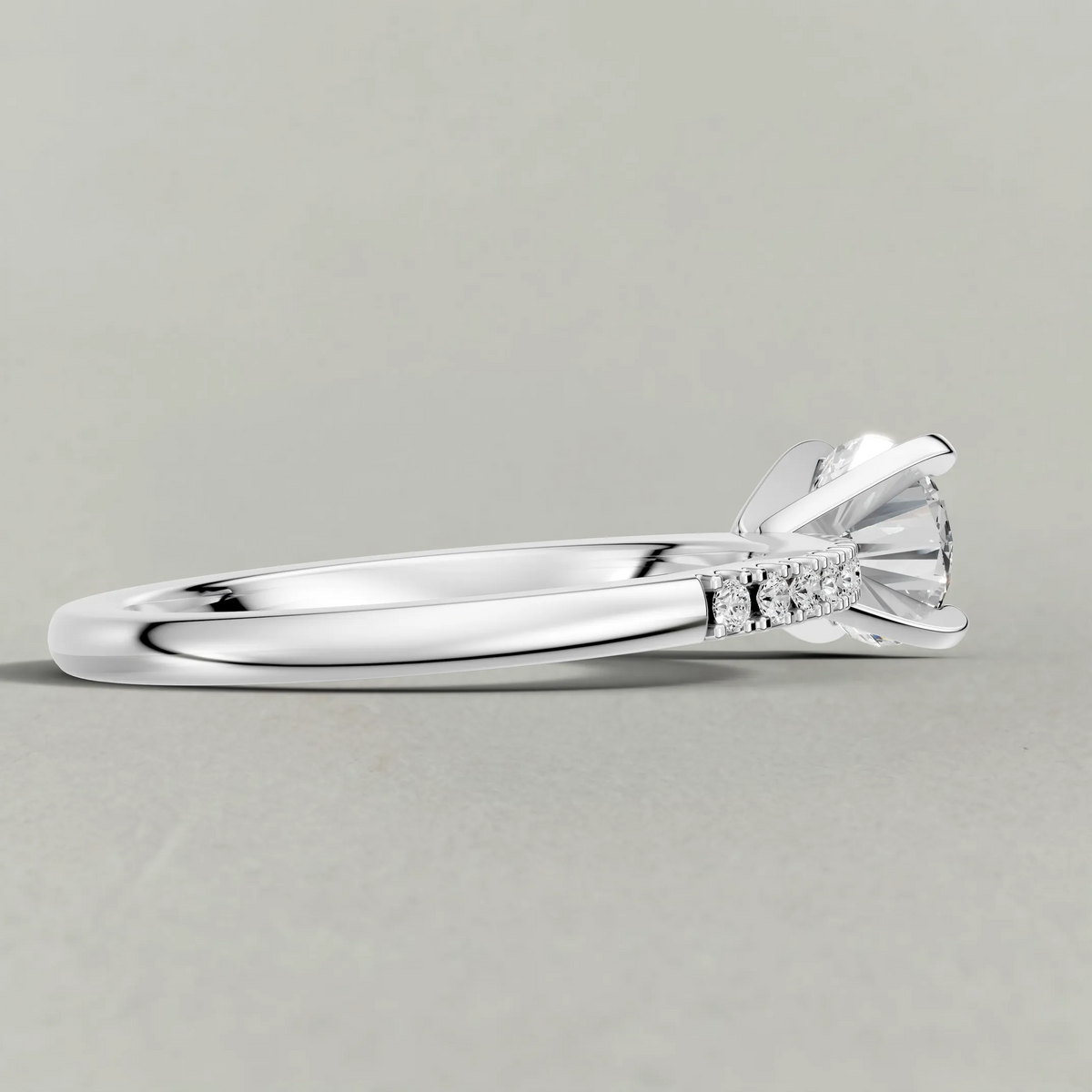 Micro-Pavé Shoulder Engagement Ring (71103) in Platinum from back angle