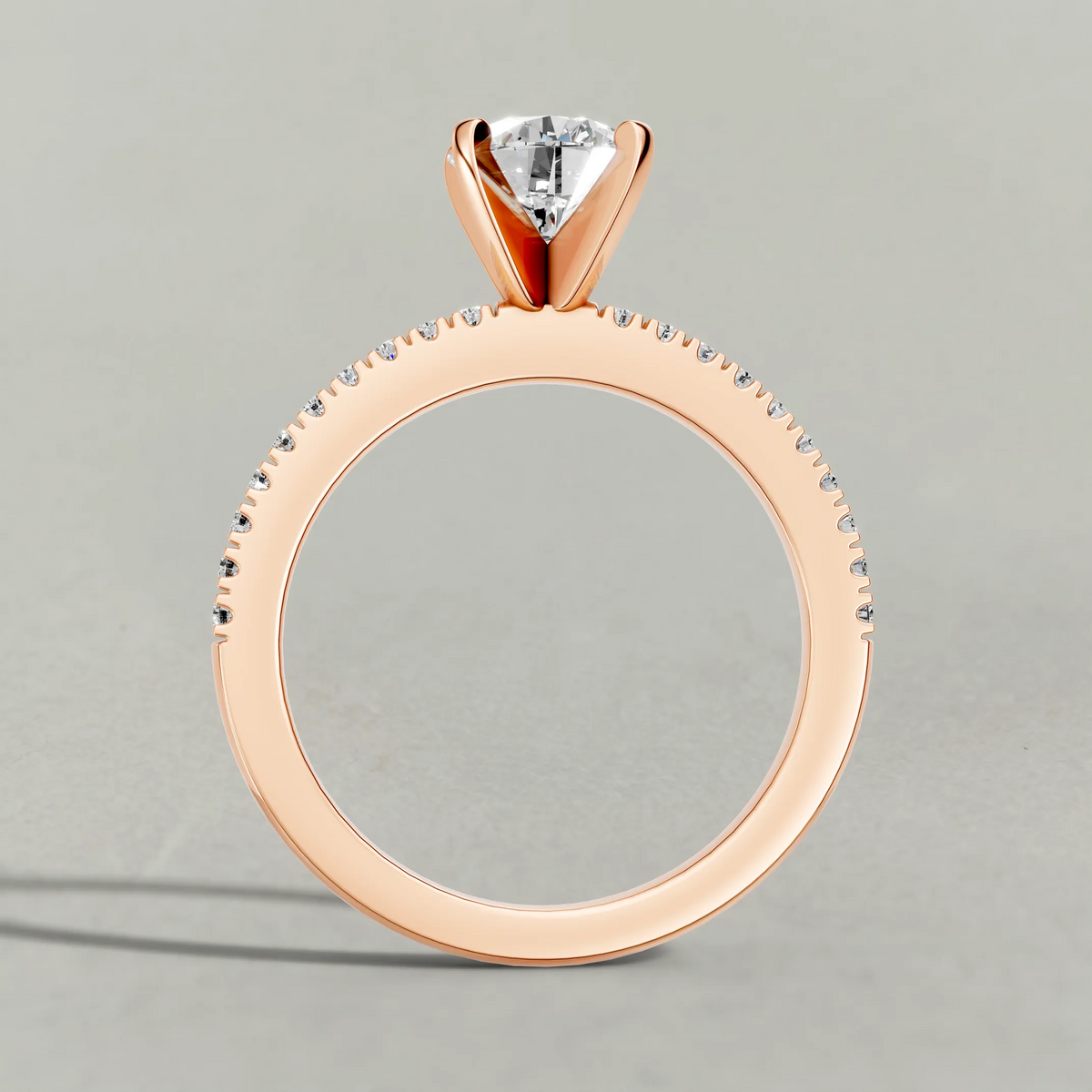 Micro-Pavé Shoulder Engagement Ring (71103) in Rose Gold from front angle