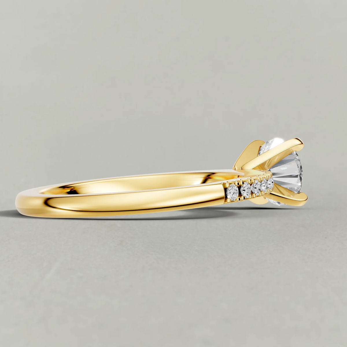 Micro-Pavé Shoulder Engagement Ring (71103) in Yellow Gold from back angle