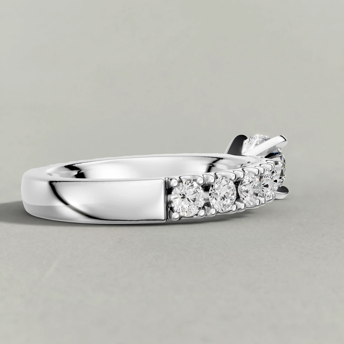 Classic Diamond Shoulder Engagement Ring (71104) in Platinum from back angle