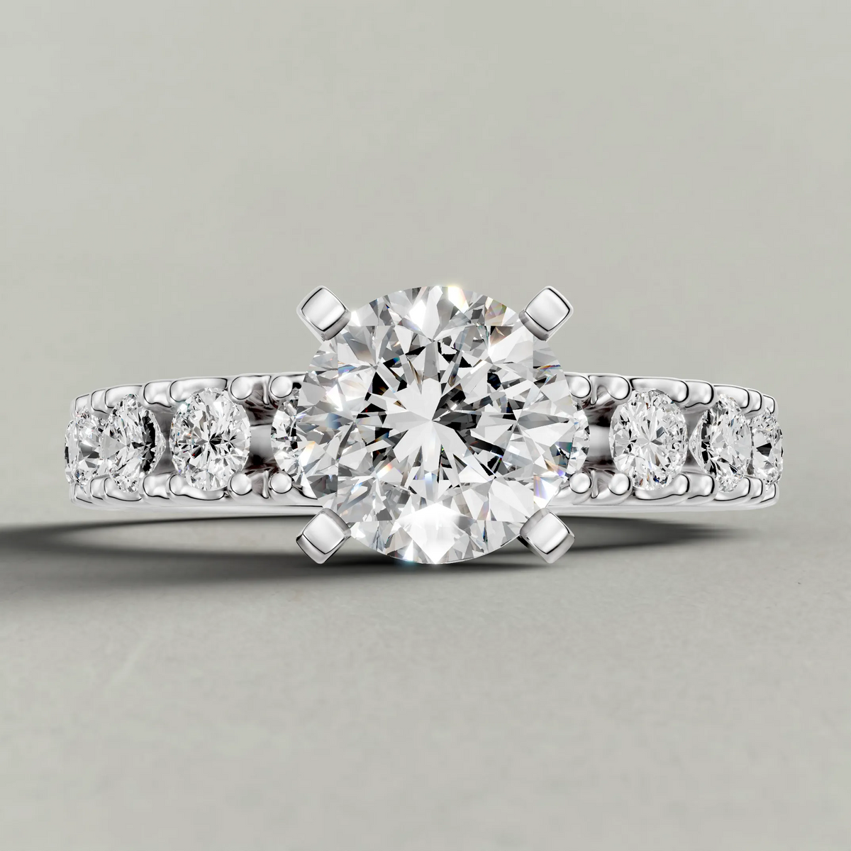 Classic Diamond Shoulder Engagement Ring (71104) in White Gold zoomed in on diamond