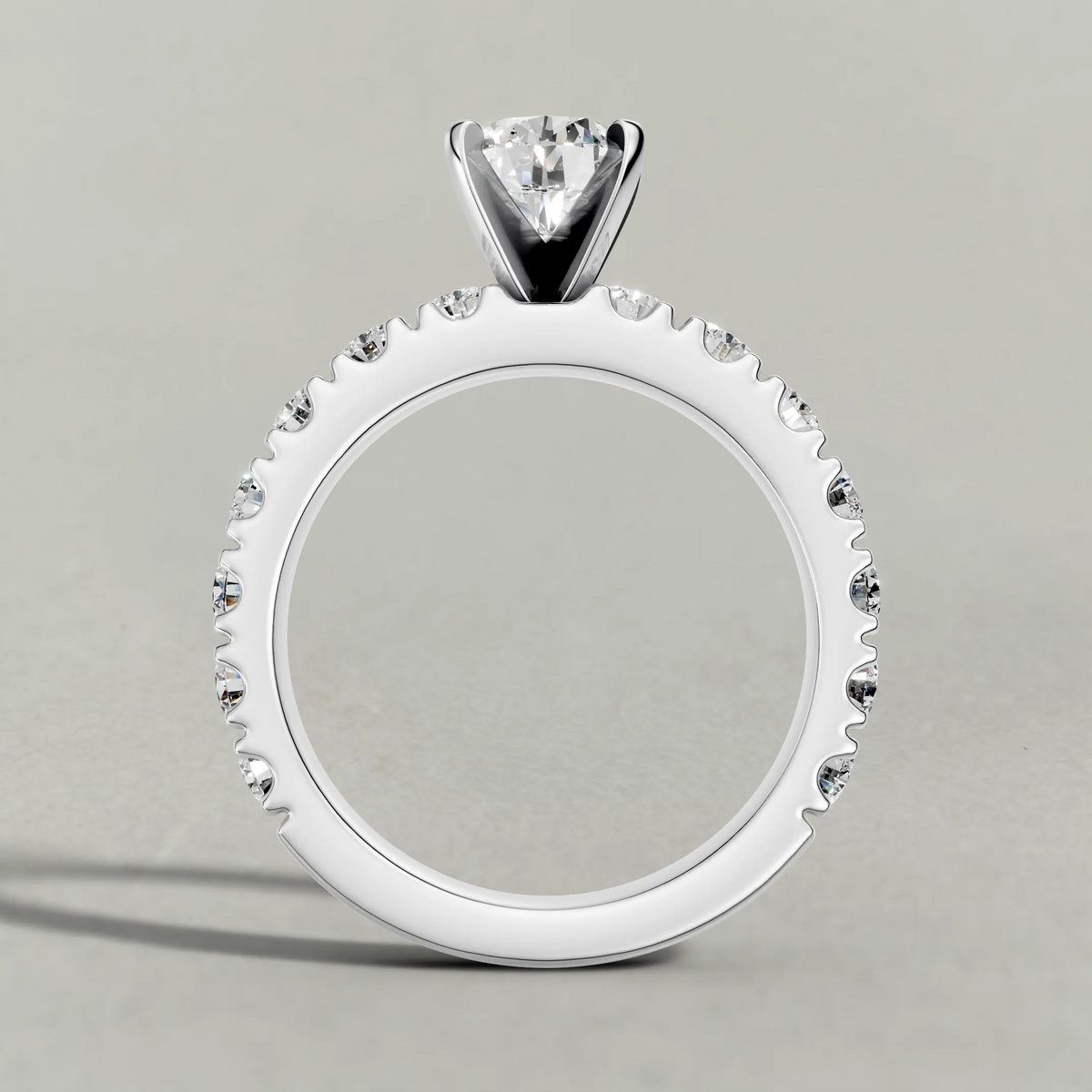 Classic Diamond Shoulder Engagement Ring (71104) in White Gold from front angle
