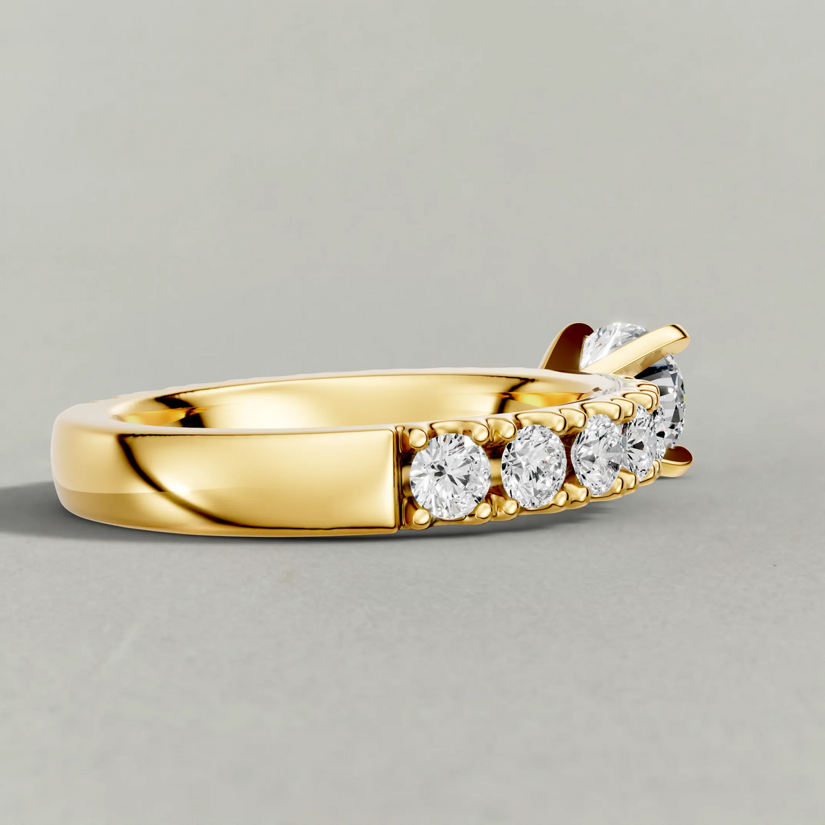 Classic Diamond Shoulder Engagement Ring (71104) in Yellow Gold from back angle