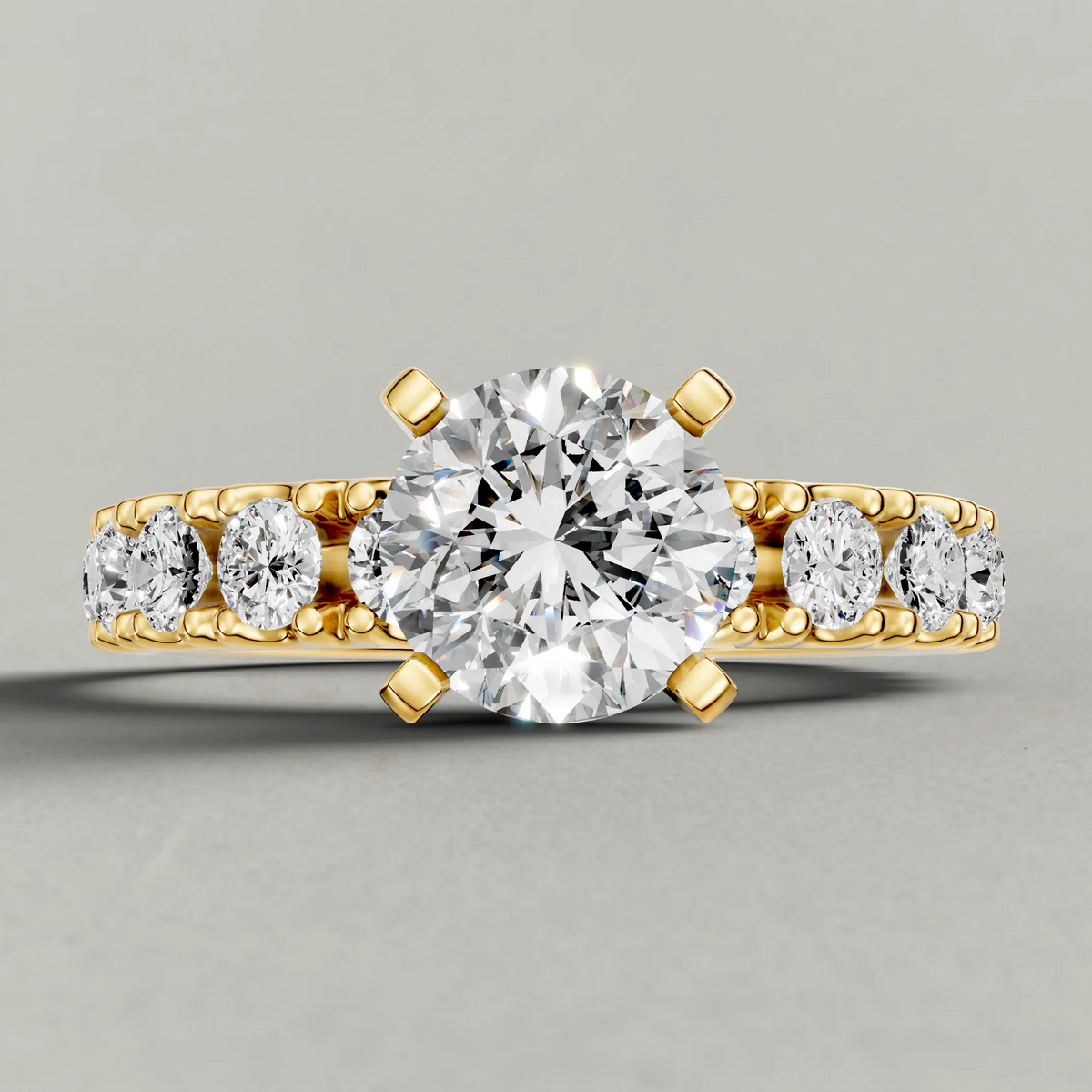 Classic Diamond Shoulder Engagement Ring (71104) in Yellow Gold zoomed in on diamond