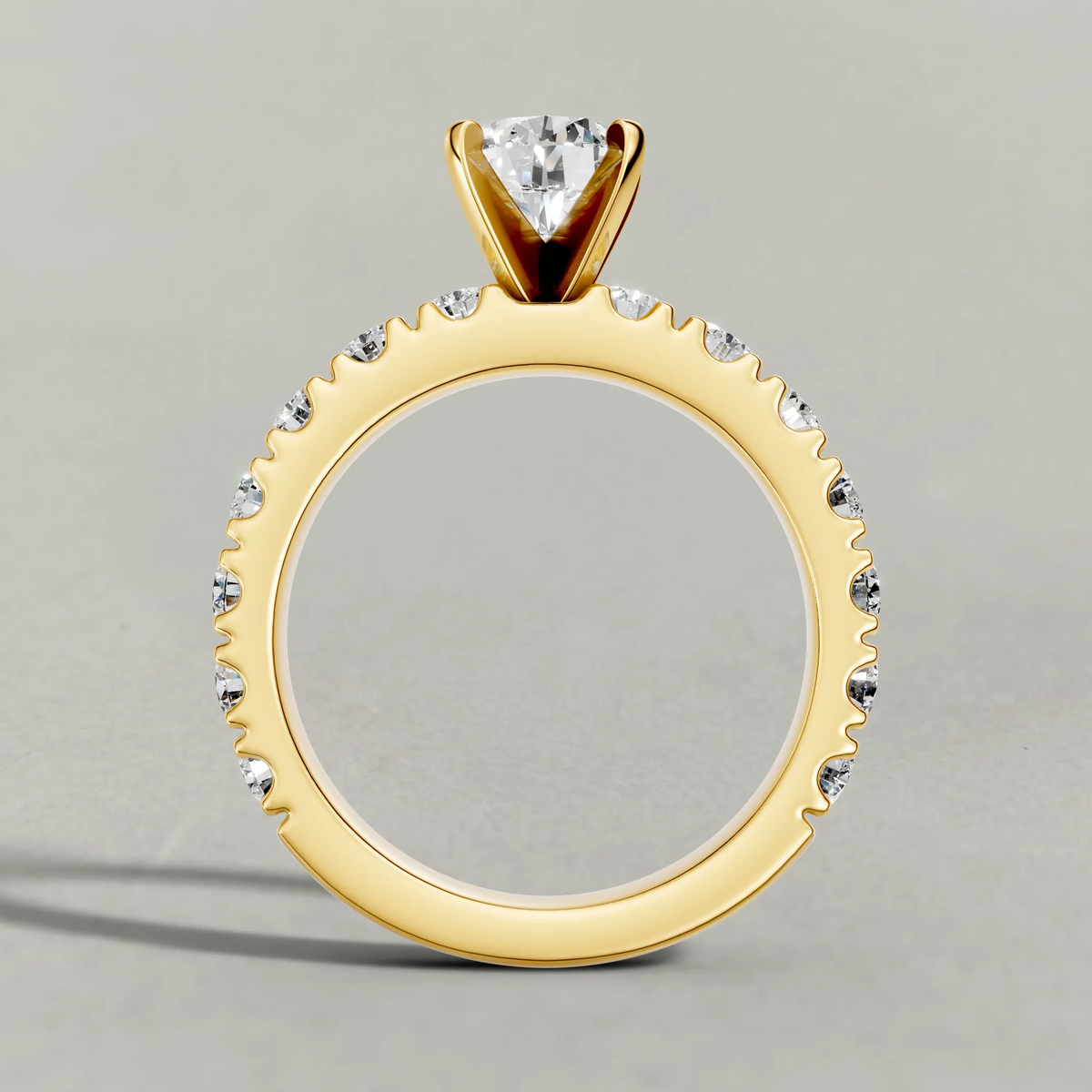 Classic Diamond Shoulder Engagement Ring (71104) in Yellow Gold from front angle