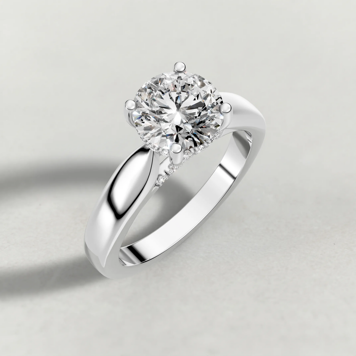 Polished Ridge Engagement Ring (71128) in Platinum from top 3/4 angle