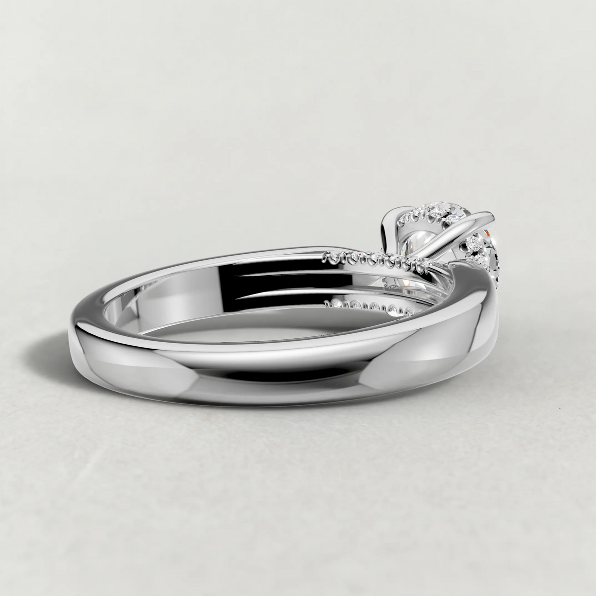 Polished Ridge Engagement Ring (71128) in Platinum from back angle