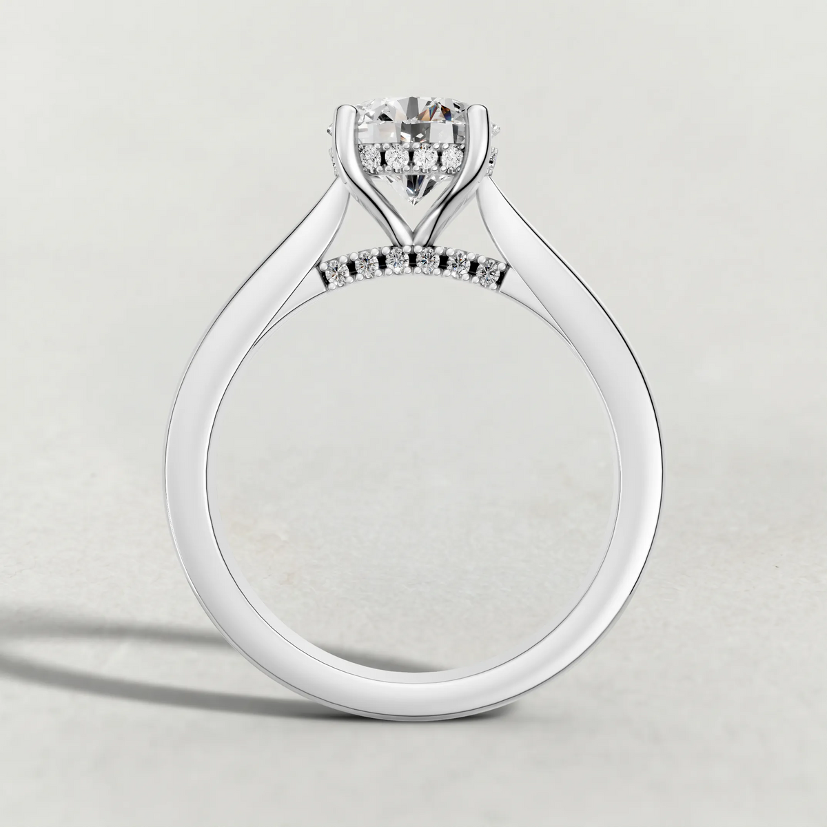 Polished Ridge Engagement Ring (71128) in Platinum from front angle