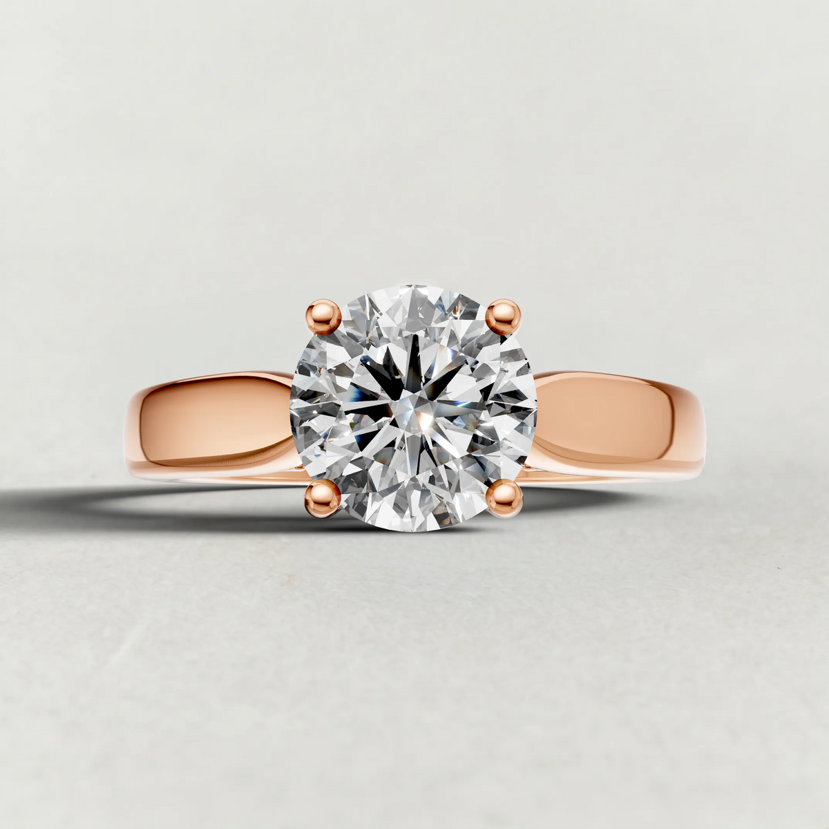 Polished Ridge Engagement Ring (71128) in Rose Gold zoomed in on diamond