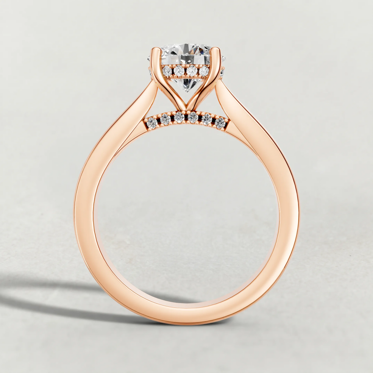 Polished Ridge Engagement Ring (71128) in Rose Gold from front angle