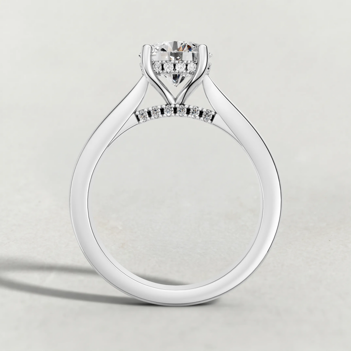 Polished Ridge Engagement Ring (71128) in White Gold from front angle