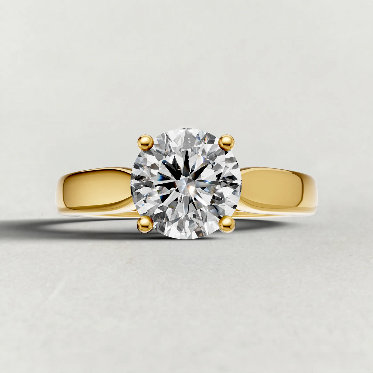 Polished Ridge Engagement Ring (71128) in Yellow Gold zoomed in on diamond
