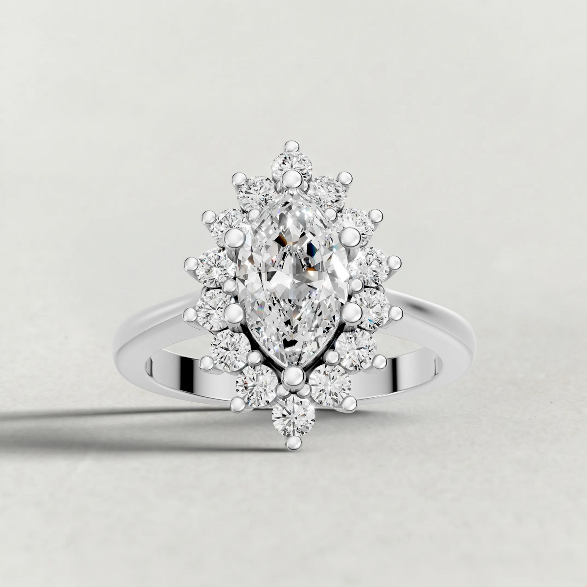Cluster Halo Engagement Ring (71300) in Platinum zoomed in on diamond