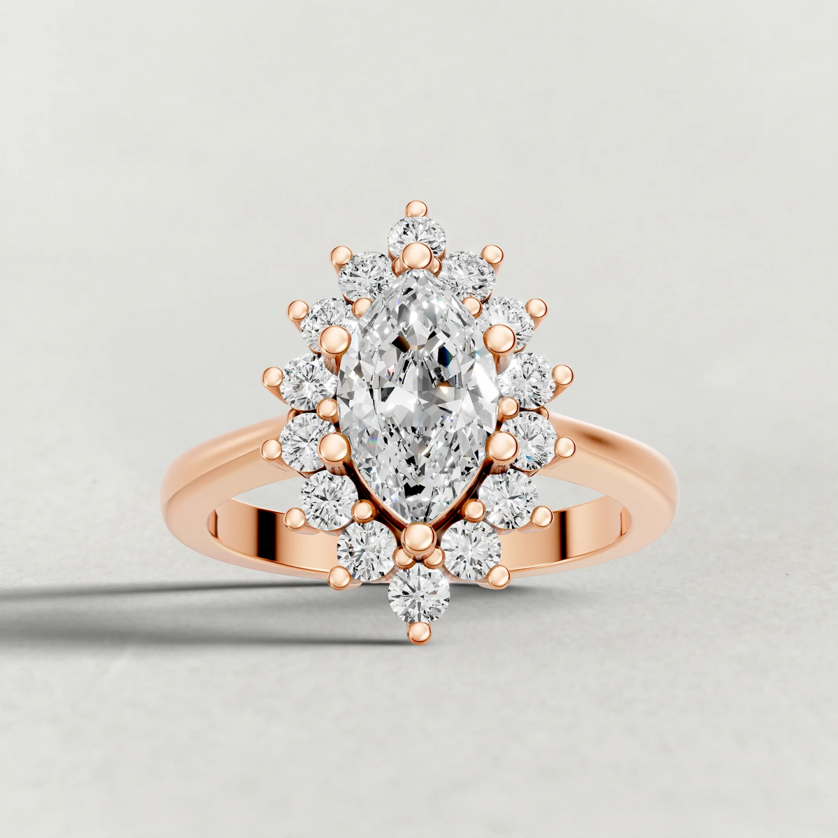 Cluster Halo Engagement Ring (71300) in Rose Gold zoomed in on diamond