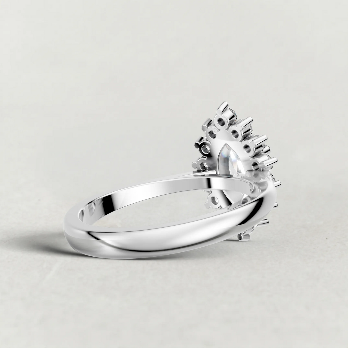 Cluster Halo Engagement Ring (71300) in White Gold from back angle