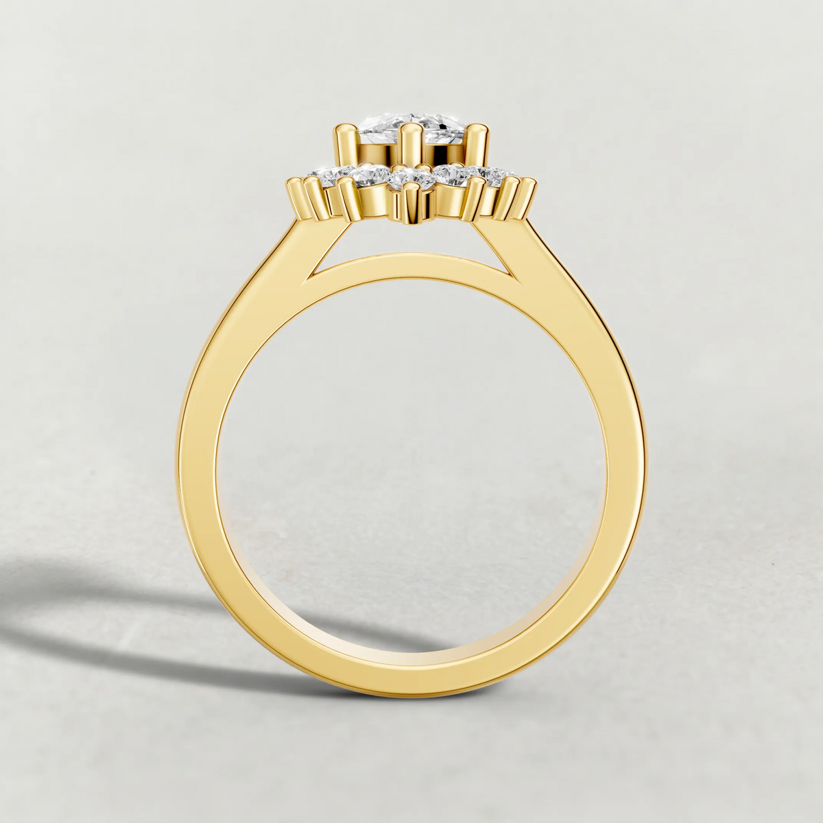 Cluster Halo Engagement Ring (71300) in Yellow Gold from front angle