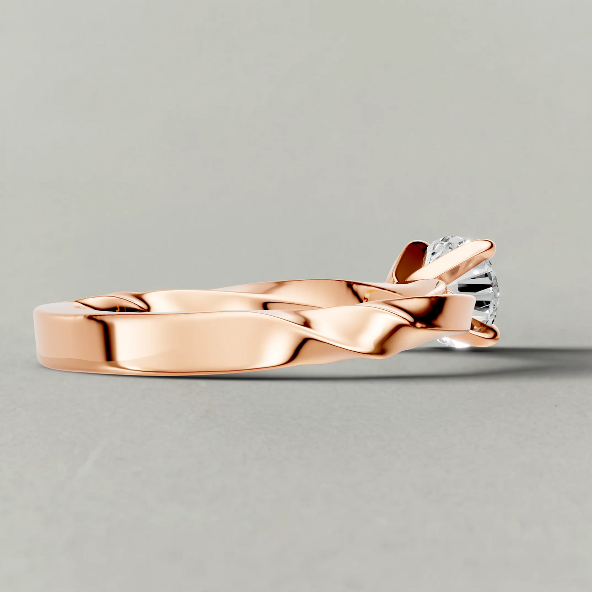 Double Pavé Band Engagement Ring (71353) in Rose Gold from back angle