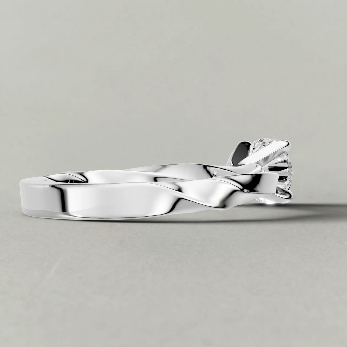 Double Pavé Band Engagement Ring (71353) in White Gold from back angle