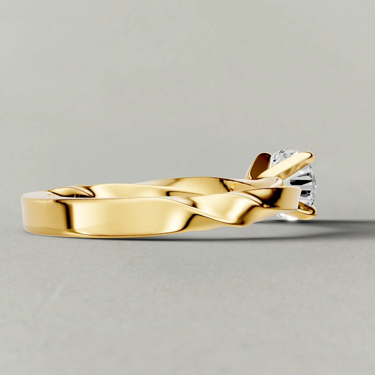 Double Pavé Band Engagement Ring (71353) in Yellow Gold from back angle