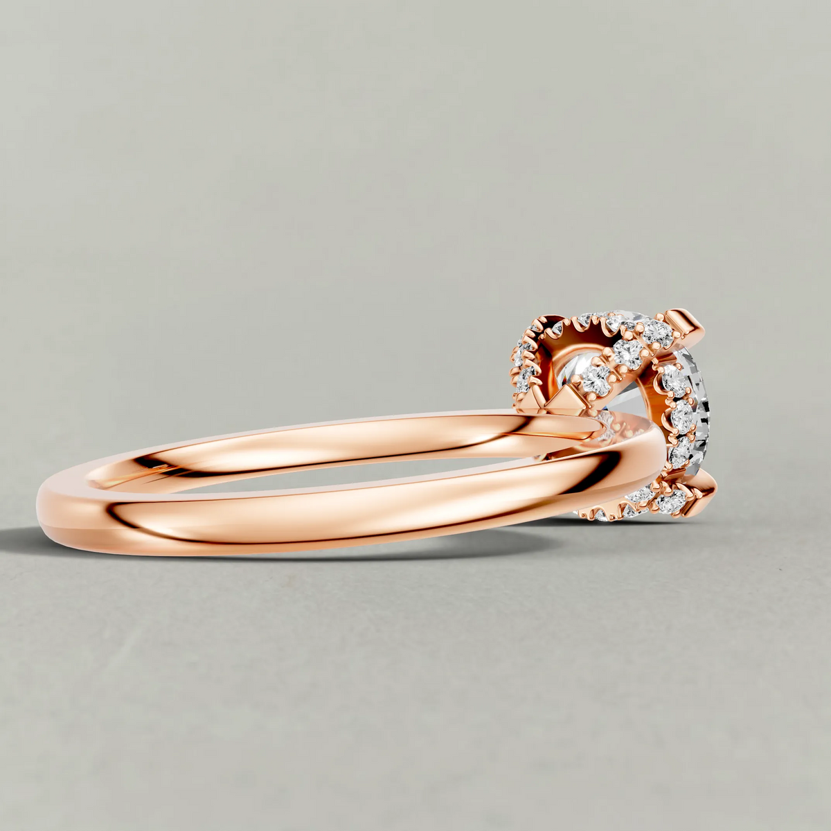 Diamond Gallery Solitaire Engagement Ring (71380) in Rose Gold from back angle