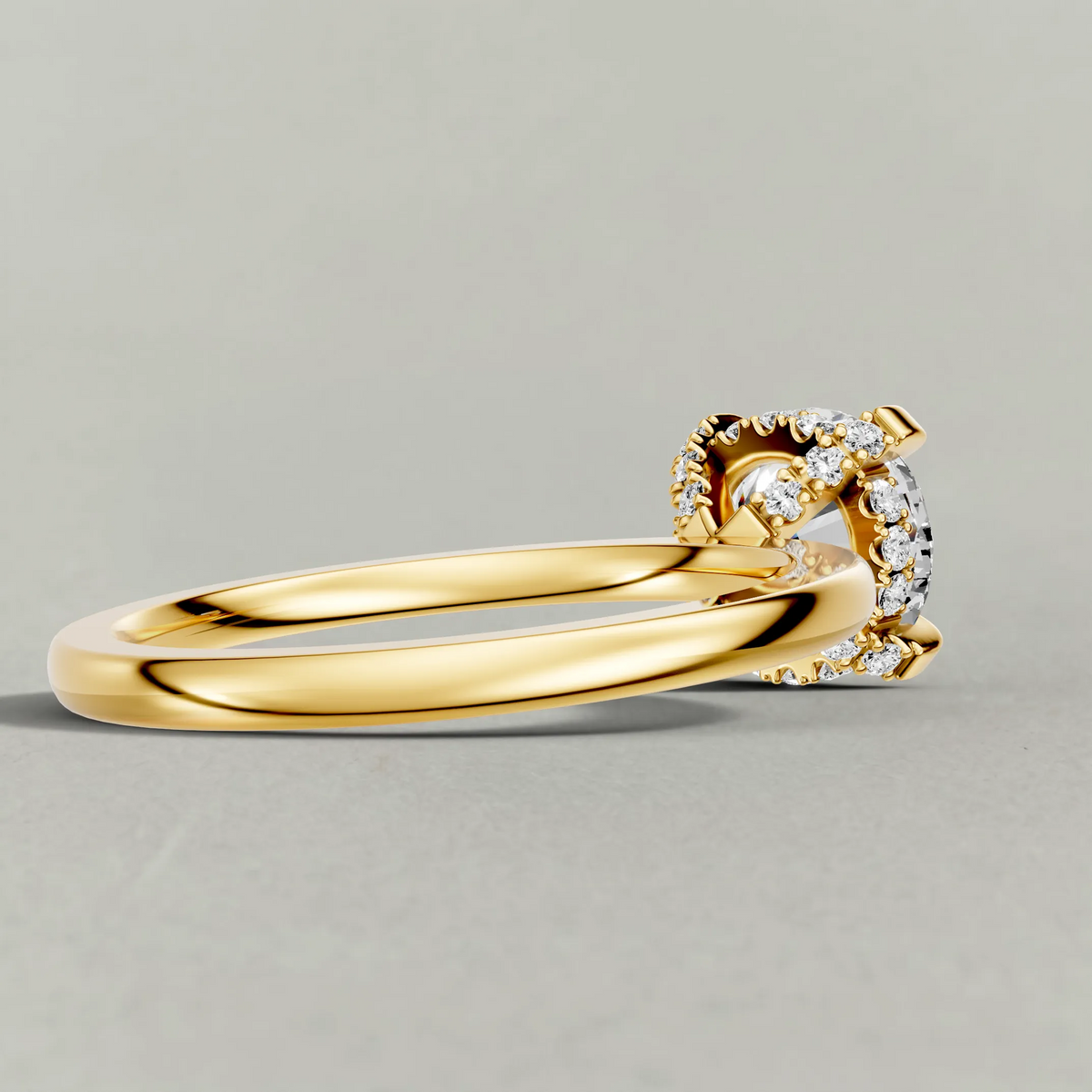 Diamond Gallery Solitaire Engagement Ring (71380) in Yellow Gold from back angle