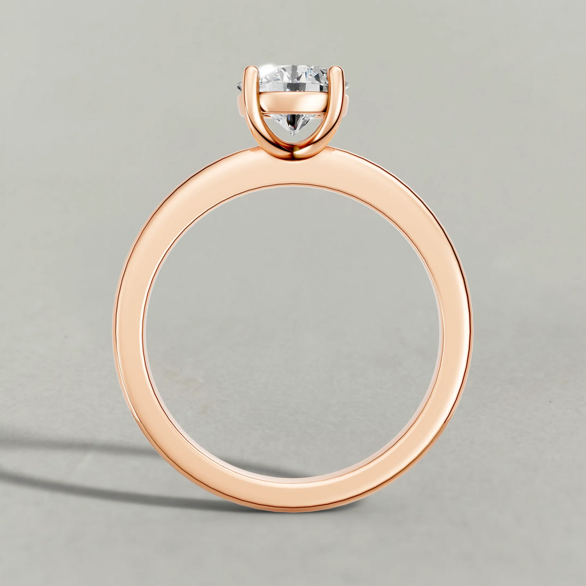Raised Basket Solitaire Engagement Ring (71412) in Rose Gold from front angle