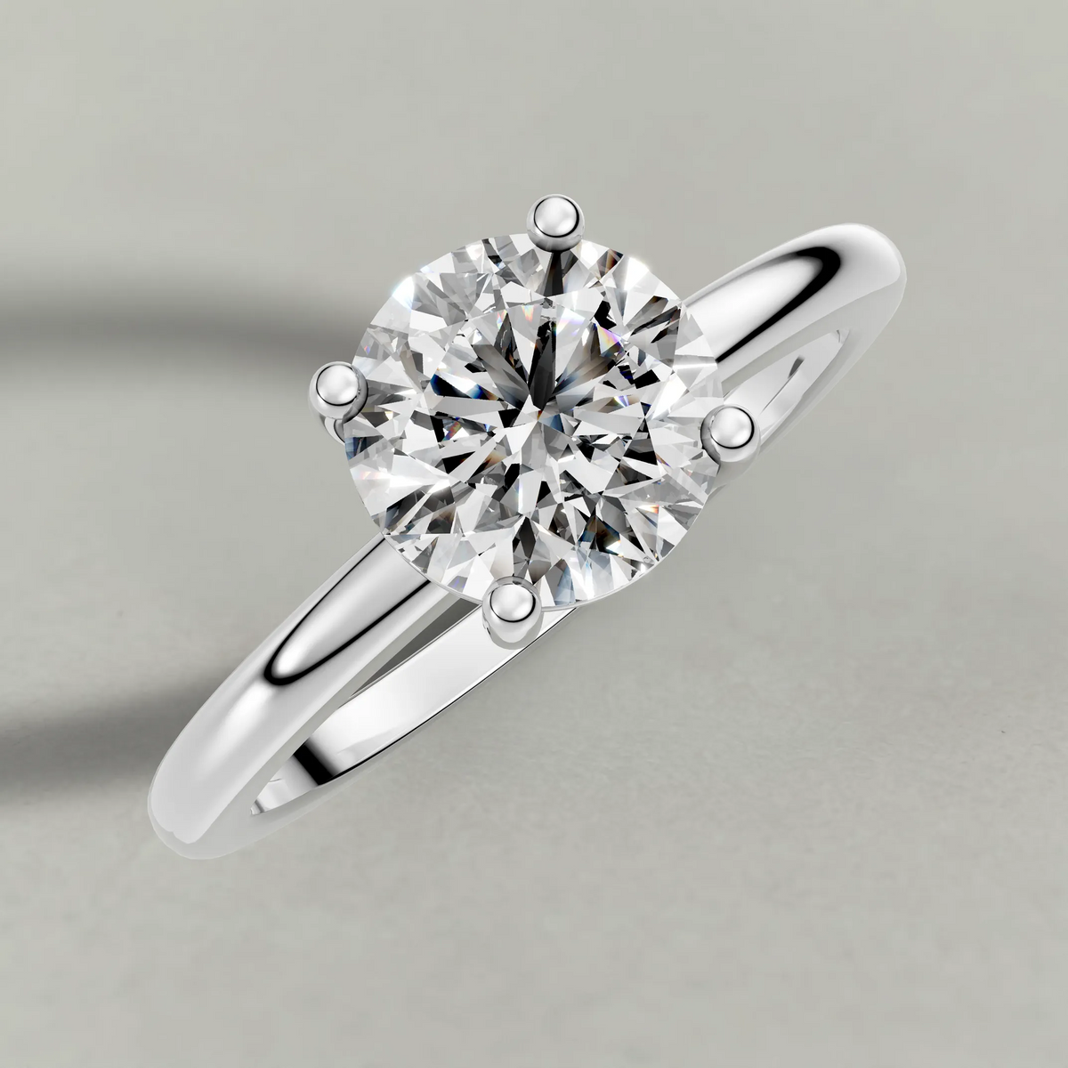 Raised Basket Solitaire Engagement Ring (71412) in White Gold from top 3/4 angle