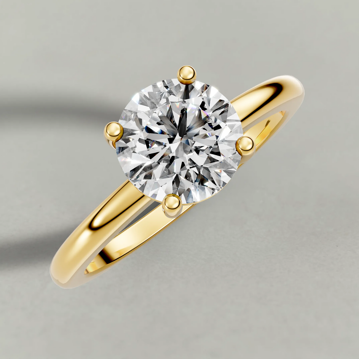 Raised Basket Solitaire Engagement Ring (71412) in Yellow Gold from top 3/4 angle