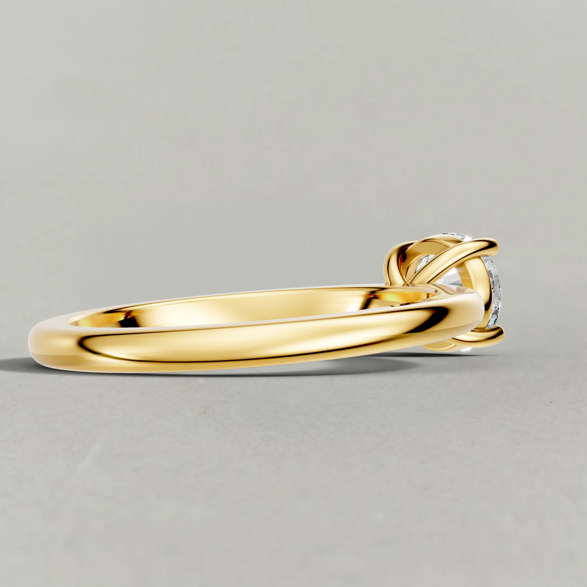 Raised Basket Solitaire Engagement Ring (71412) in Yellow Gold from back angle