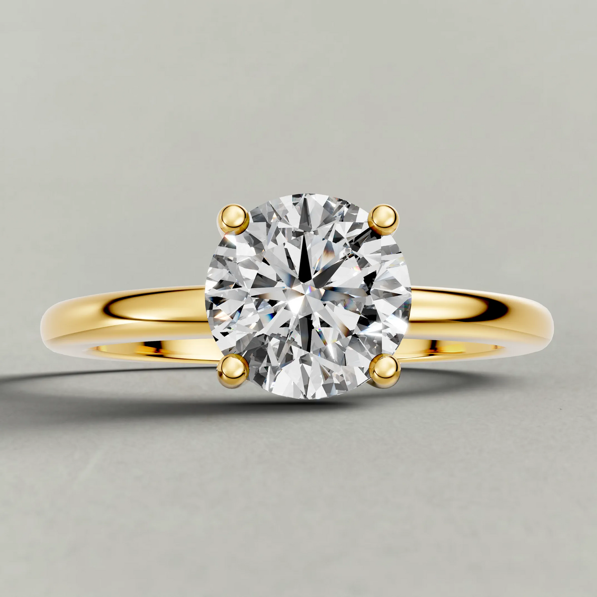 Raised Basket Solitaire Engagement Ring (71412) in Yellow Gold zoomed in on diamond